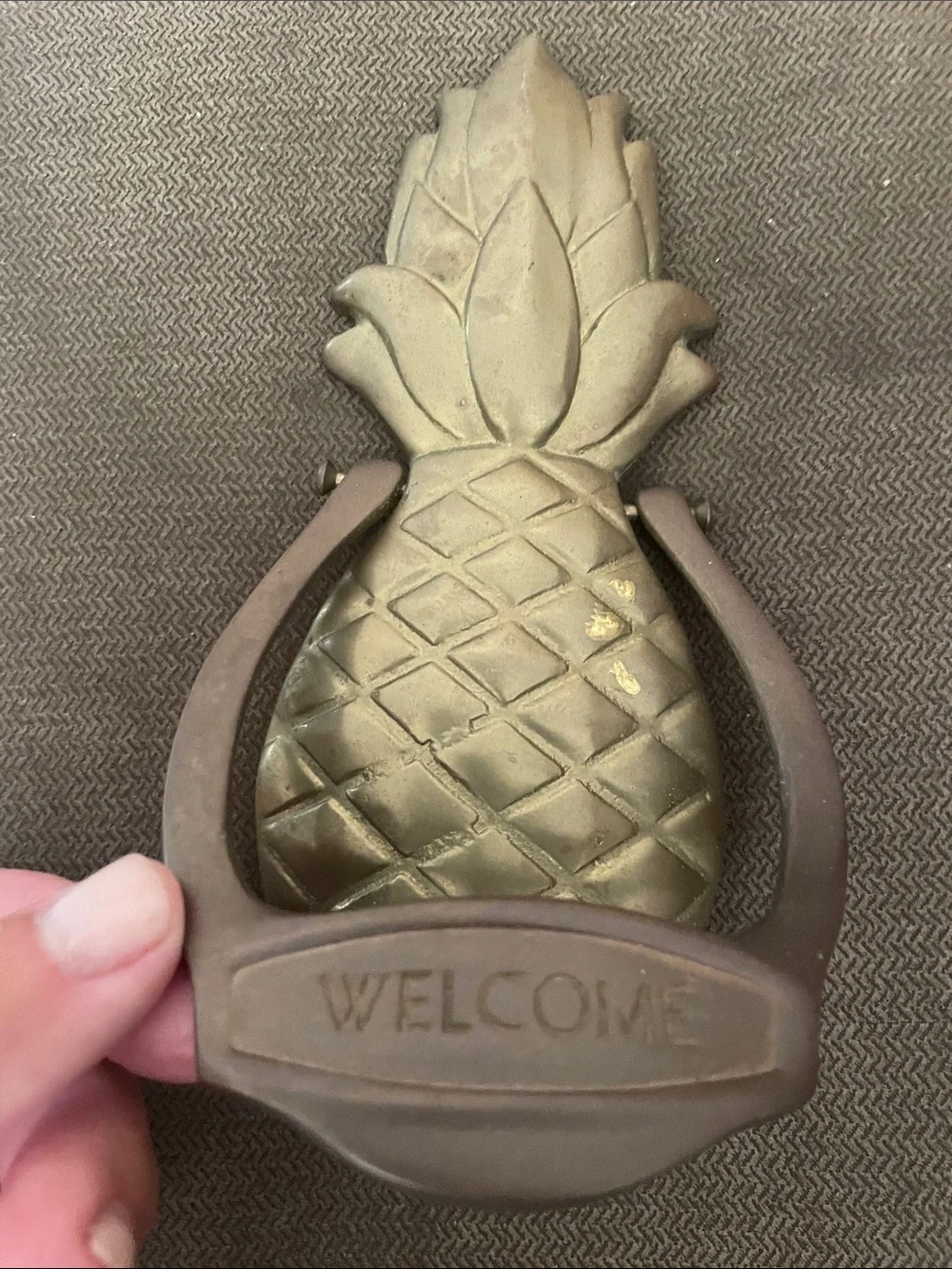 Welcome Pineapple Door Knocker - Antique Brass